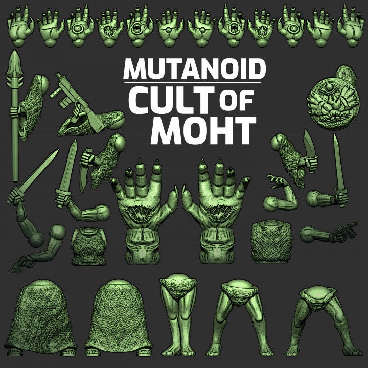 Mutanoid Cult of Moht: 3D Printed Modular Miniatures (30mm)