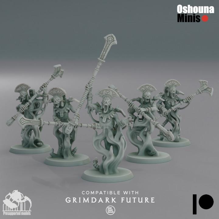 Doomed Empire Spirit Guardians with Spears: 32mm Robot Legions Proxy