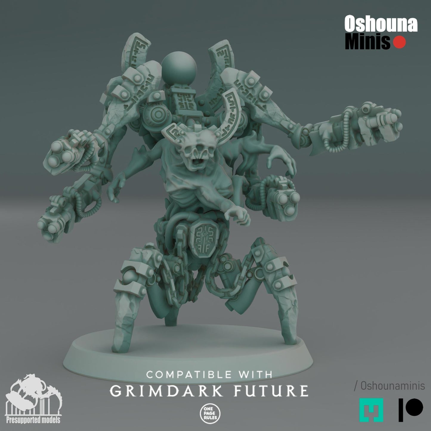 Conjoined Guardians Robot Miniature: 32mm Sci-Fi Wargame Proxy
