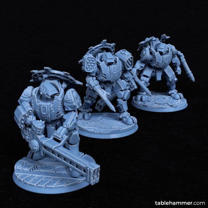 Lightbringer Warsuits Mini: Resin Space Communists Heavy Battlesuits - Tablehammer Proxies