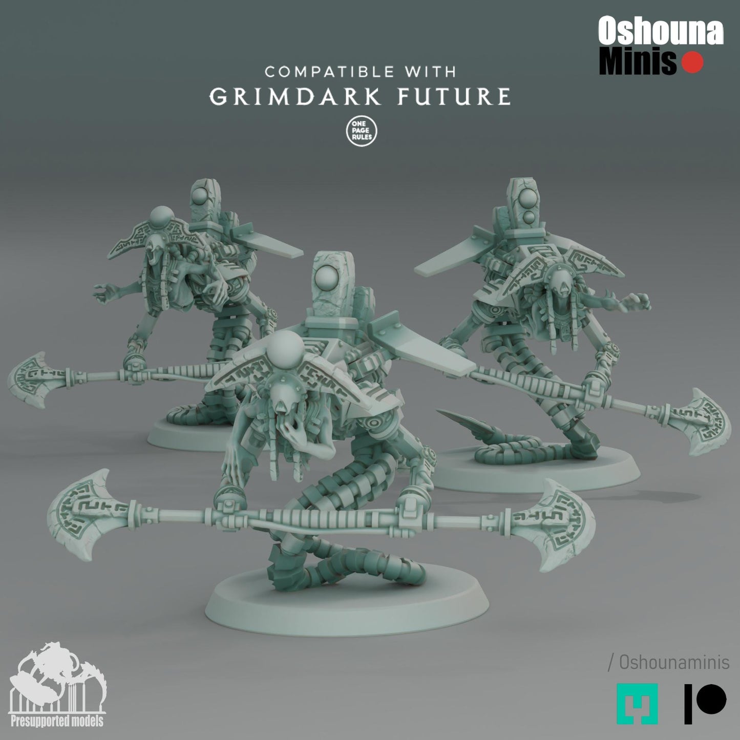 Slithering Guardians Miniatures: Sci-Fi Wargame Models, 50mm Bases