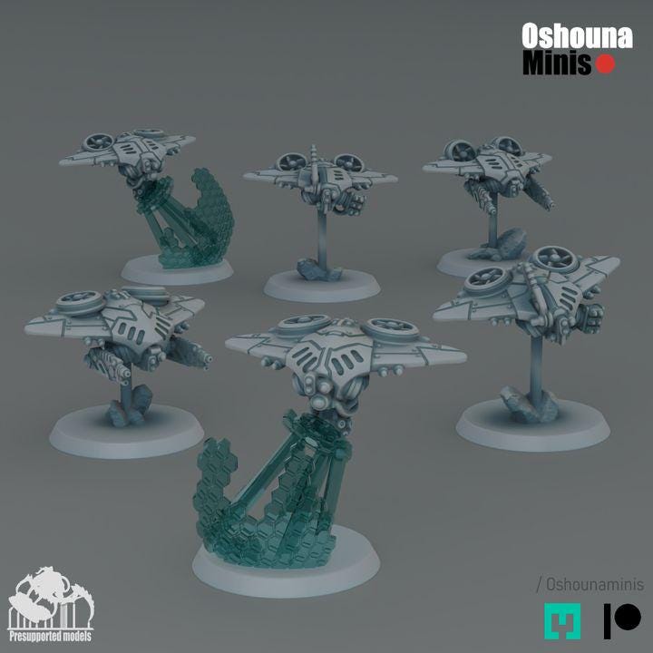 SEA Coalition Drones | 32mm scale grey resin miniature sci-fi | OPR Compatible minis wargaming