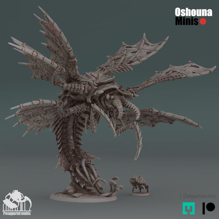 Winged Titan Miniature: 32mm scale Alien Hive Proxy for OPR Wargames