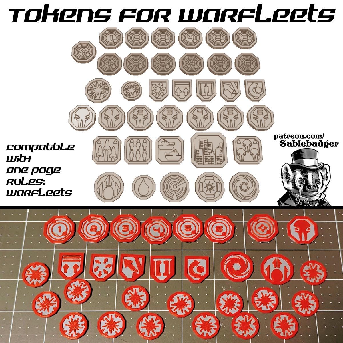 Warfleets Token Set: 30-Piece OPR Space Battle Wargame - FDM Printed PLA