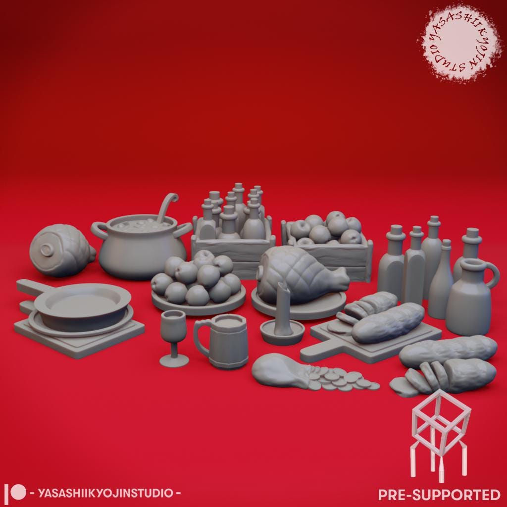 Tavern Scatter Resin Miniatures: D&D Tabletop RPG Food Set