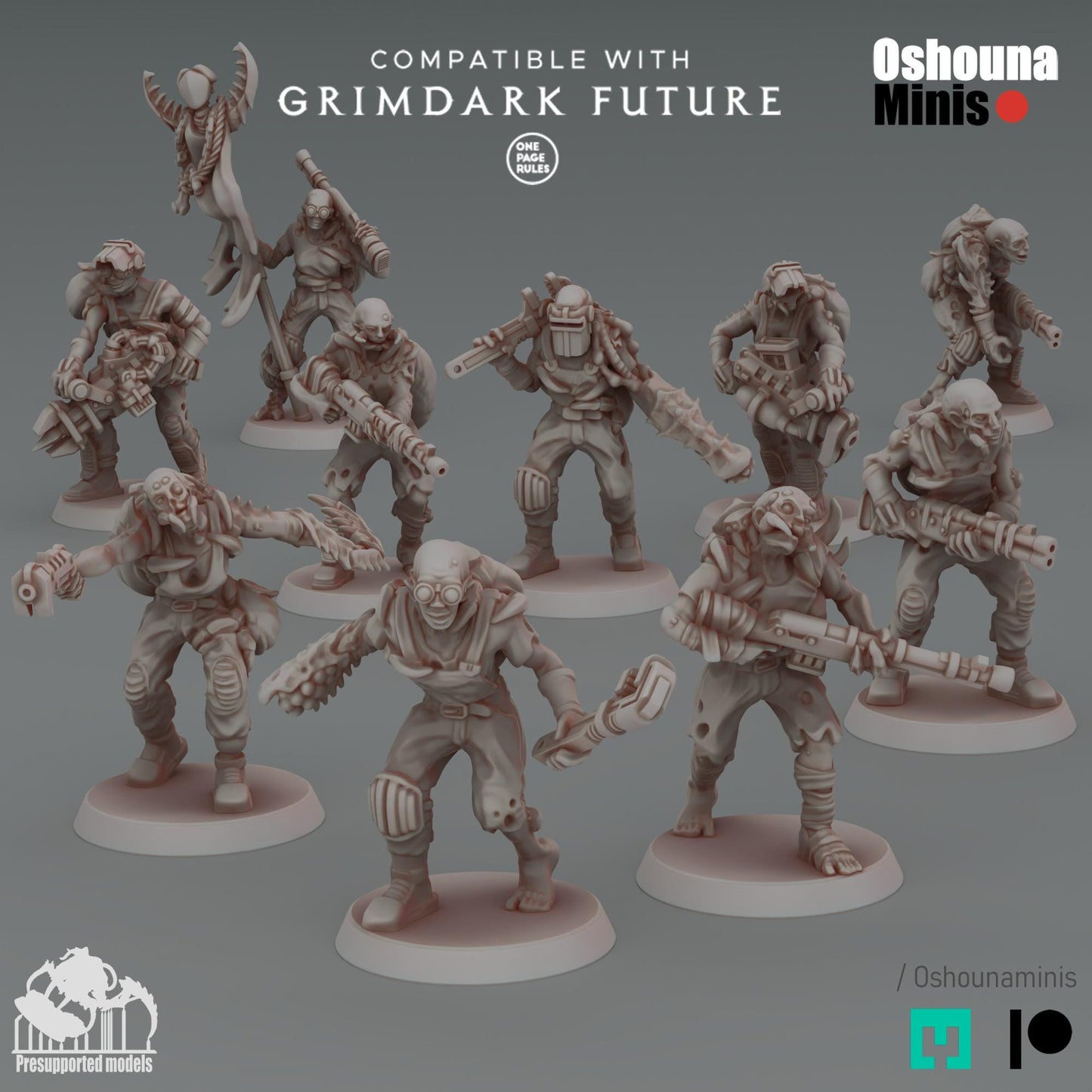 Crab Cult Infected Workers: 32mm Resin Horror Miniatures - Grimdark Wargame
