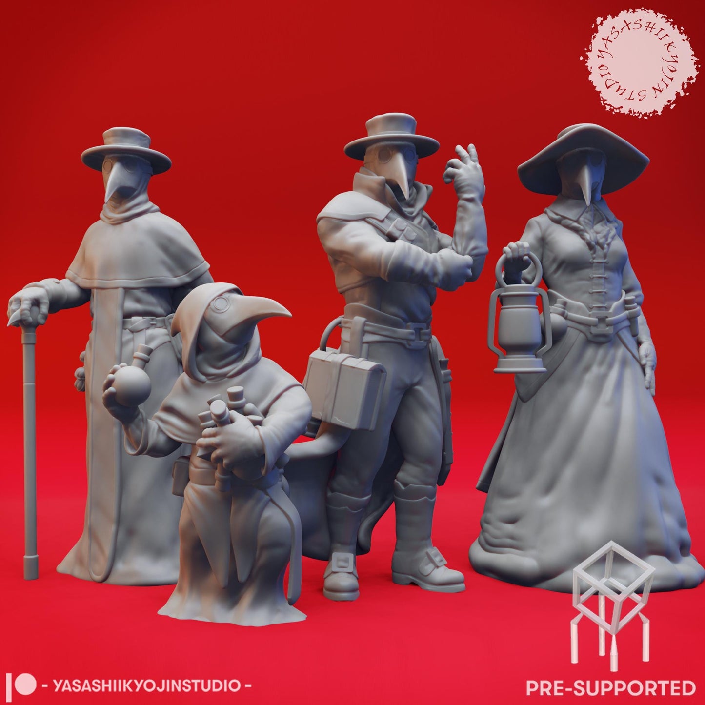 Plague Doctor Miniature Set: Grimdark Resin Figures for RPG & Wargames