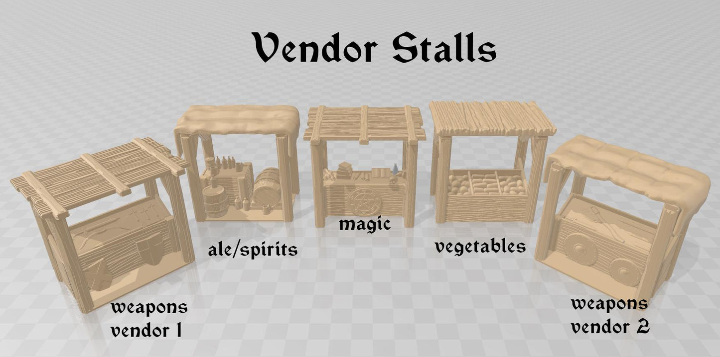 3D Printed Vendor Stalls: RPG Miniature Terrain - Grimdark Wargaming