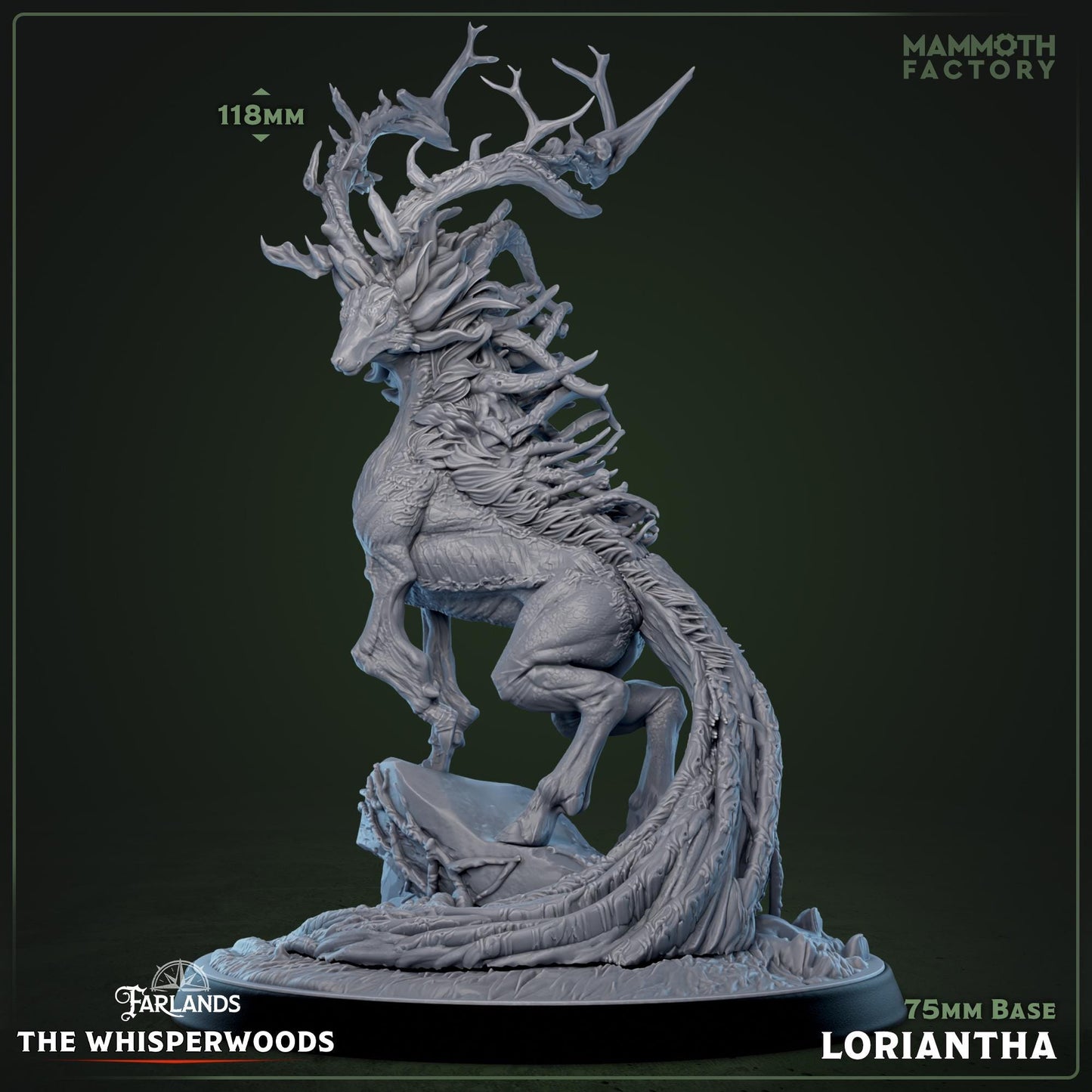 Resin Forest Spirit Miniature: Lorianthra, Avatar of Seasons (32mm Scale, 75mm Base, Unpainted)