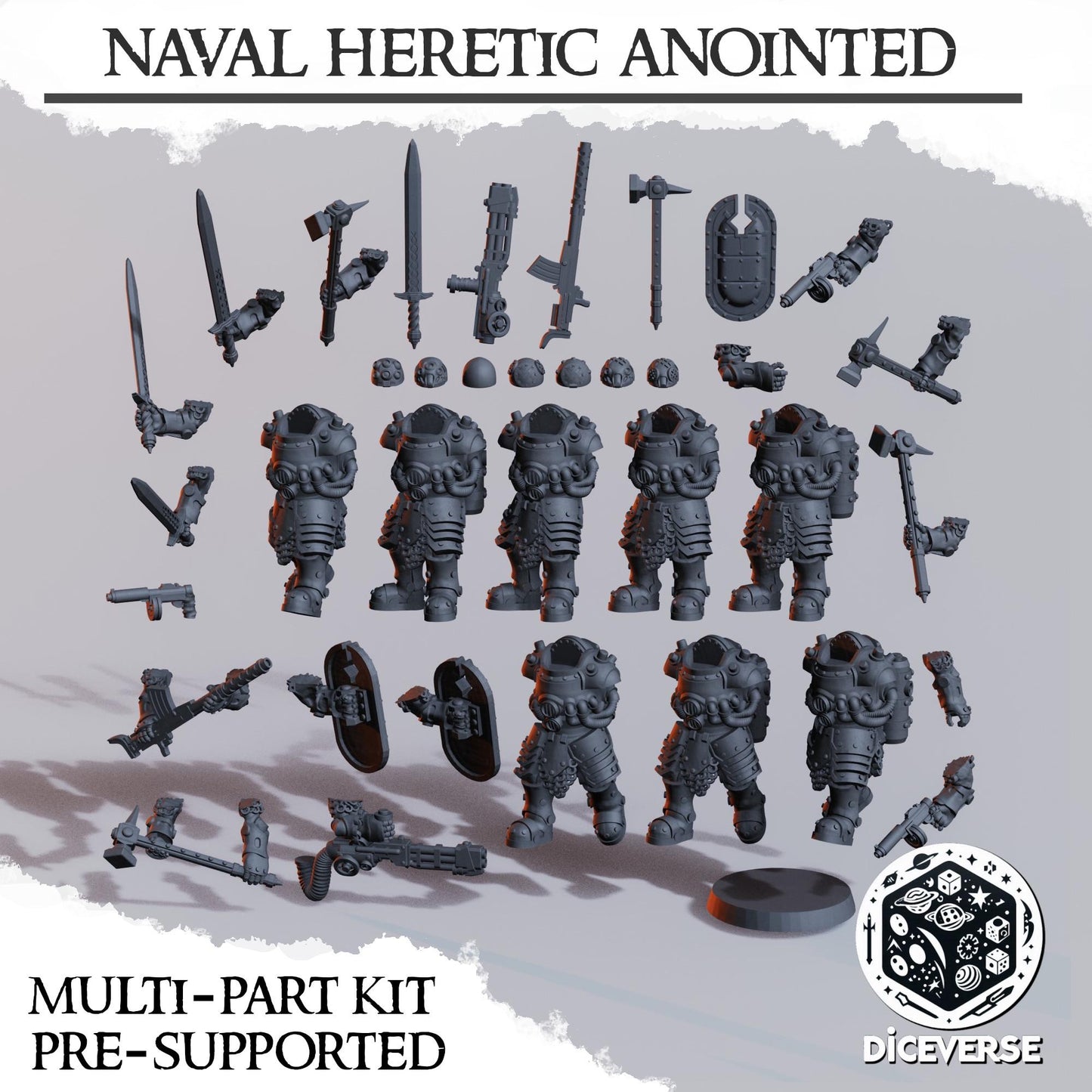 Naval Heretic Anointed 32mm Resin Miniature Multi-Kit: Grimdark Trench Warfare