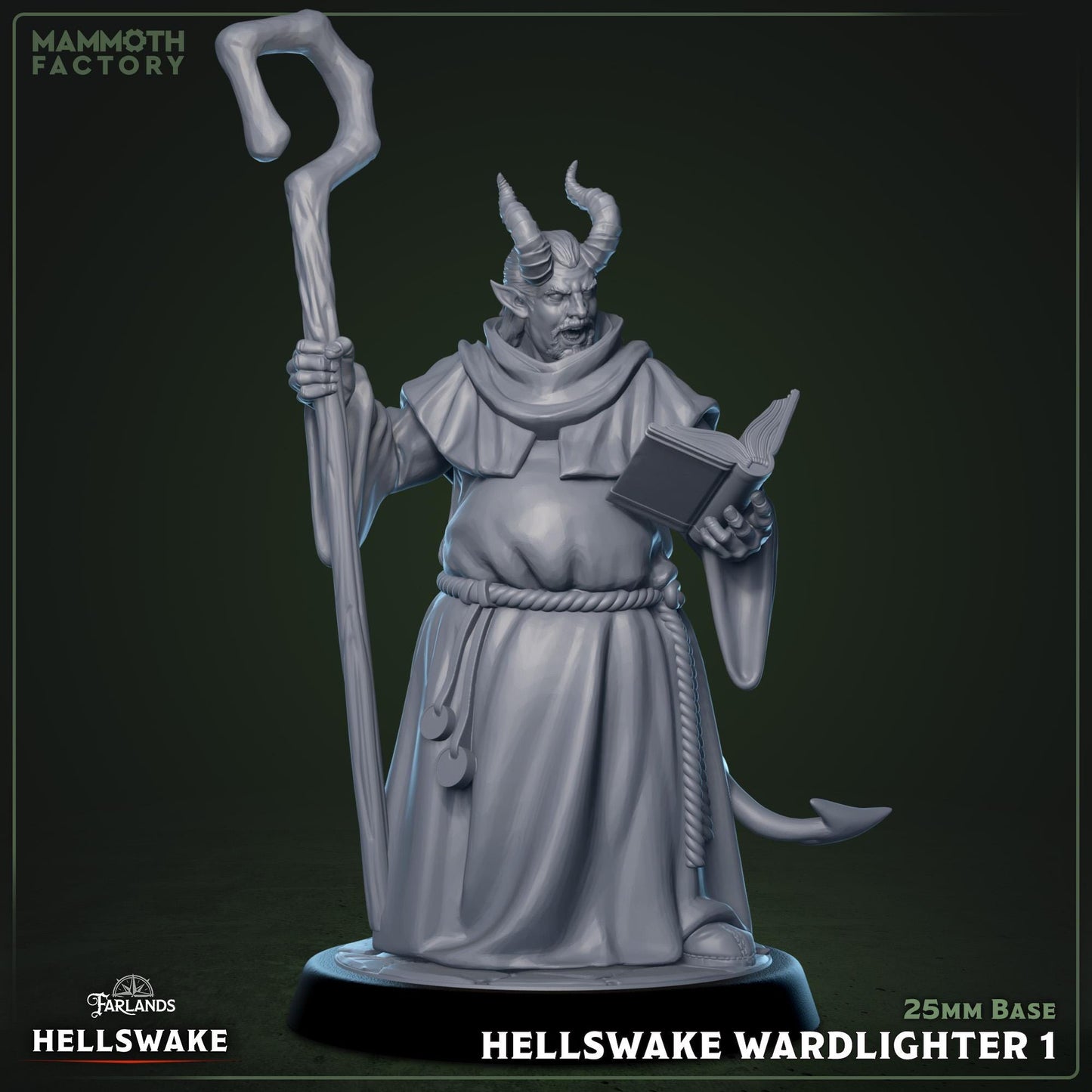 3x Hellswake Wardlighter Resin Miniature: 32mm Scale Unpainted Resin Heros - Underworld themed miniatures