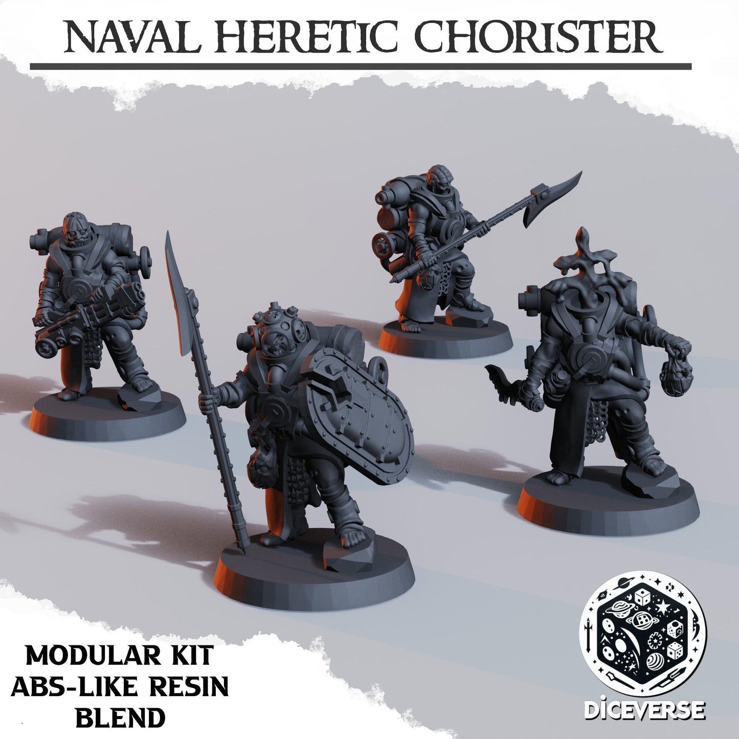 4x Naval Heretic Chorister 32mm Resin Miniature Multi-Kit: Grimdark Trench Warfare