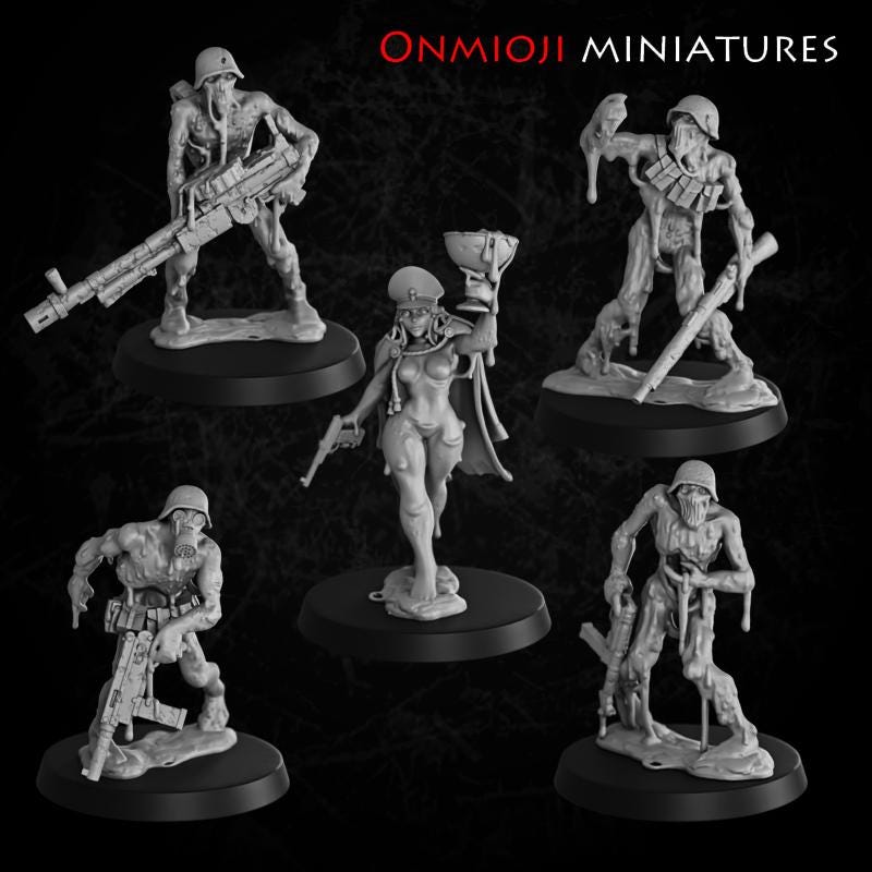 Toxic Troopers - 5 Count - 32mm Scale Resin Models compatible with Trench Crusade - Design by Onmioji