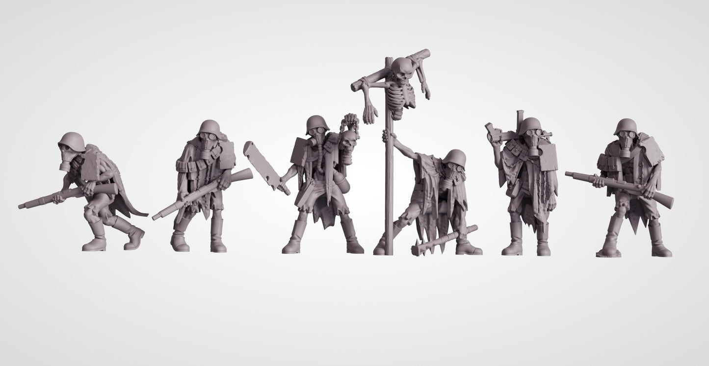 Dead zone infantry - 6 Count - 32mm Scale Resin Models compatible with Trench Crusade