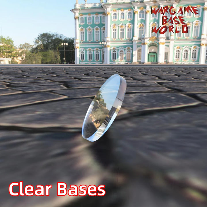 Wargame Base World - TRANSPARENT / CLEAR BASES for Miniatures - 25mm clear bases