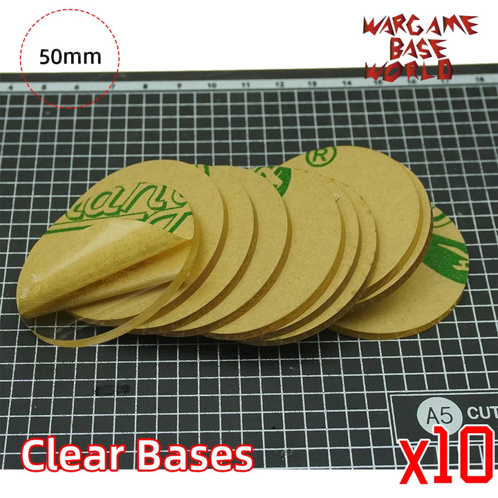 TRANSPARENT / CLEAR BASES for Miniatures - 50mm round clear bases