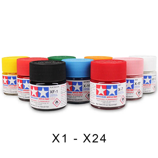 Tamiya X1-X24 Glossy Acrylic Paint (10ml) | Water-Based Model Paint for Miniatures & Scale Models