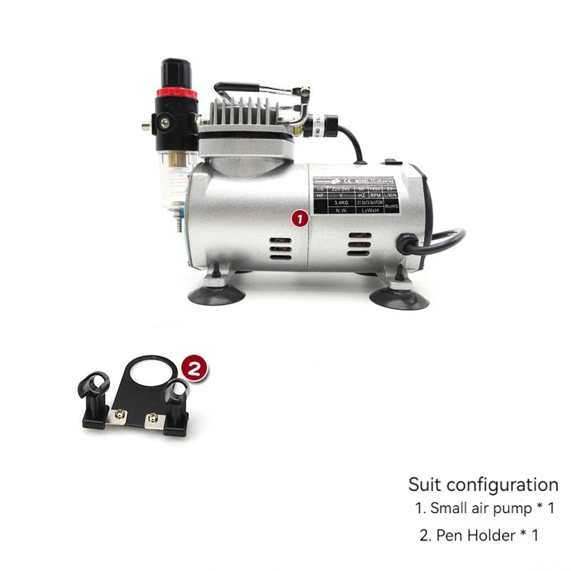 110V/220V Professional Airbrush Compressor Kit | Oil-Free, Quiet, High-Pressure Spray Pump for Tattoos, Manicure, Cake Decorating & More