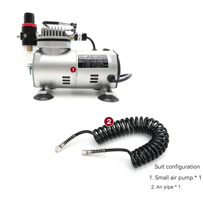 110V/220V Professional Airbrush Compressor Kit | Oil-Free, Quiet, High-Pressure Spray Pump for Tattoos, Manicure, Cake Decorating & More