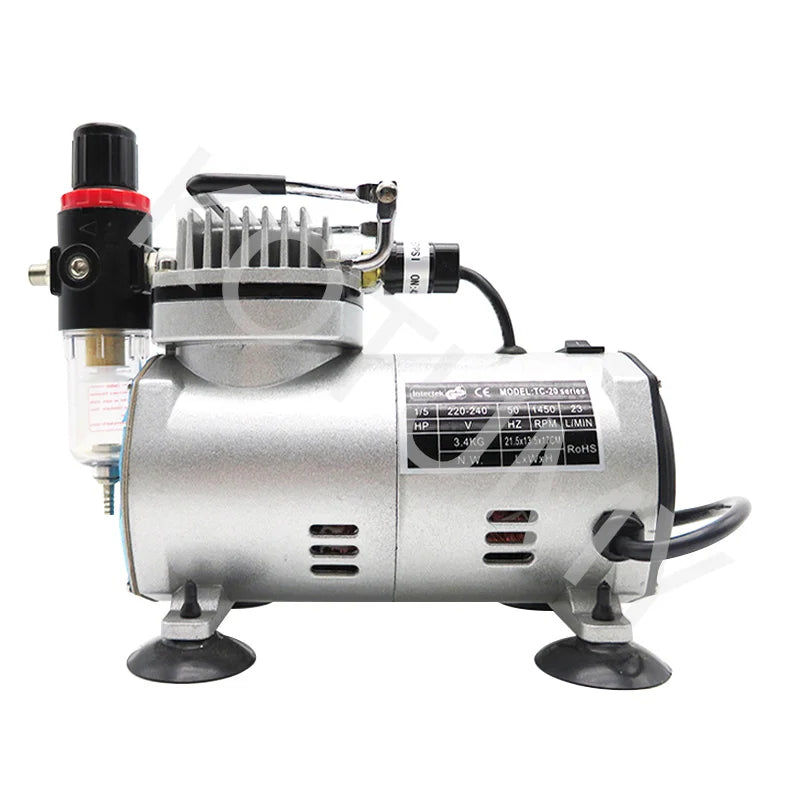 110V/220V Professional Airbrush Compressor Kit | Oil-Free, Quiet, High-Pressure Spray Pump for Tattoos, Manicure, Cake Decorating & More