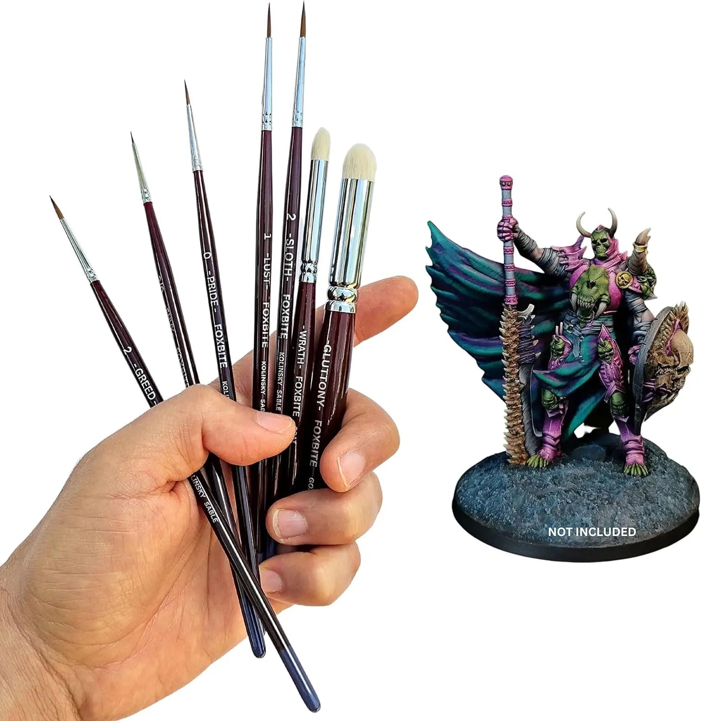 BITE Kolinsky Sable Brush Set | Fine Detail Brushes for Miniature Painting, Modeling & Scale Model Kits