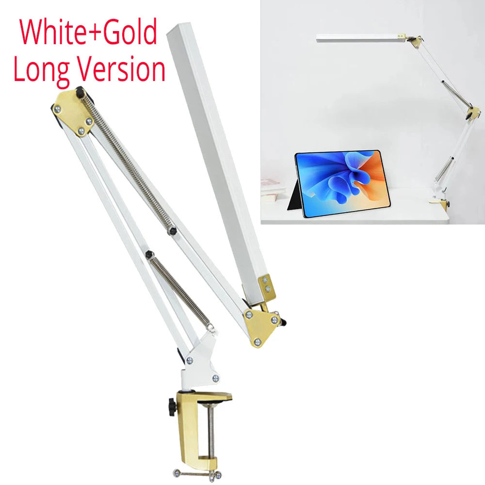 LED Folding Metal Desk Lamp Clip on Light Clamp Long Arm Diming Table Lamp 3 Colors Adjustable For Living Room Reading Computers