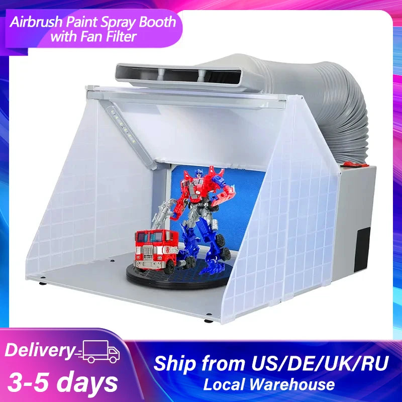 Portable Airbrush Spray Booth Kit | Exhaust Fan with Filter for Model Painting, Airbrushing & DIY Crafts