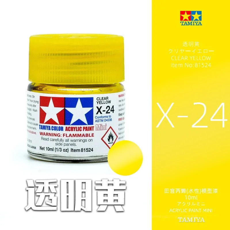 Tamiya X1-X24 Glossy Acrylic Paint (10ml) | Water-Based Model Paint for Miniatures & Scale Models