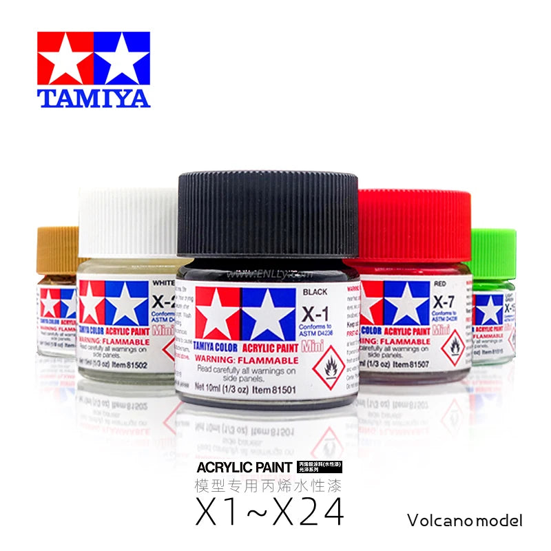 Tamiya X1-X24 Glossy Acrylic Paint (10ml) | Water-Based Model Paint for Miniatures & Scale Models