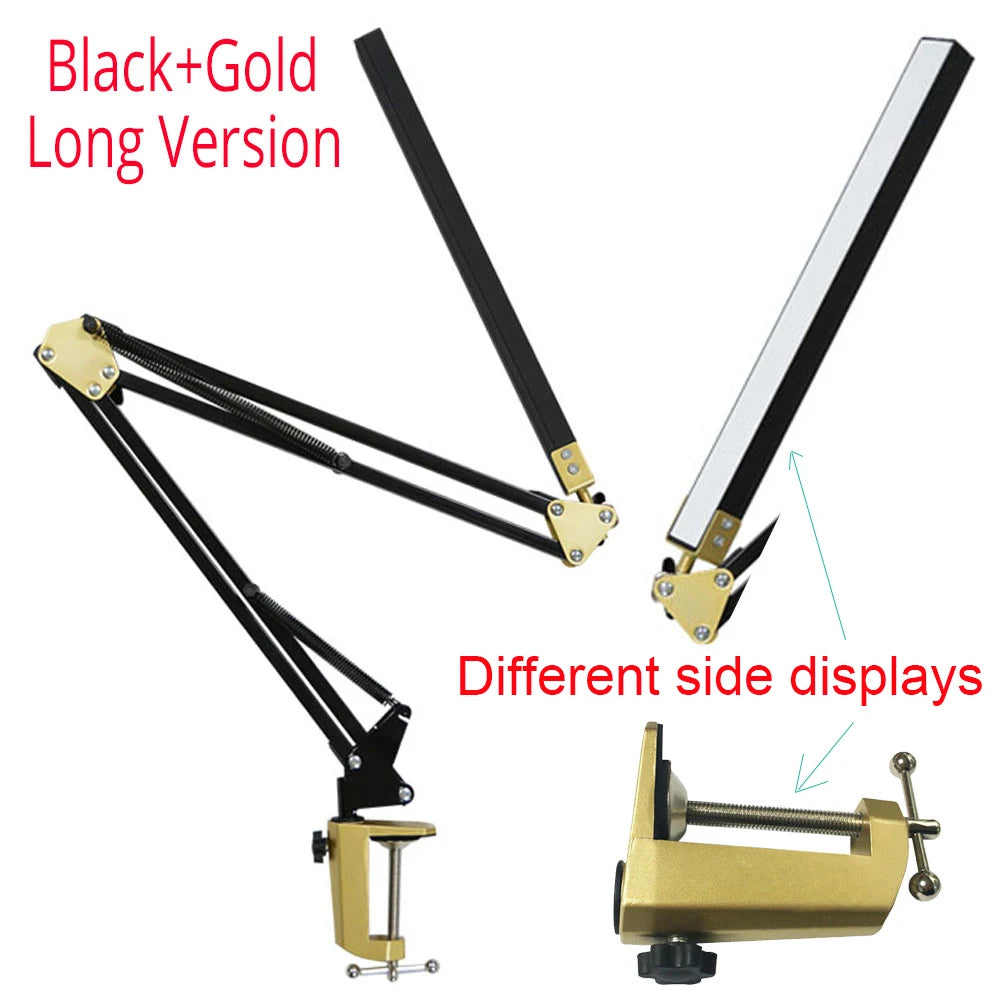 LED Folding Metal Desk Lamp Clip on Light Clamp Long Arm Diming Table Lamp 3 Colors Adjustable For Living Room Reading Computers