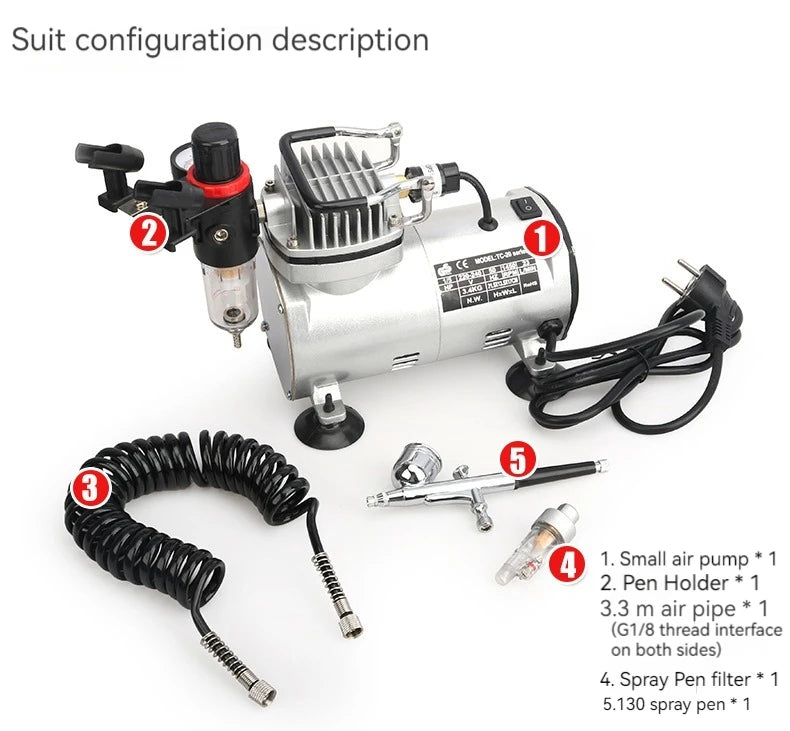 110V/220V Professional Airbrush Compressor Kit | Oil-Free, Quiet, High-Pressure Spray Pump for Tattoos, Manicure, Cake Decorating & More