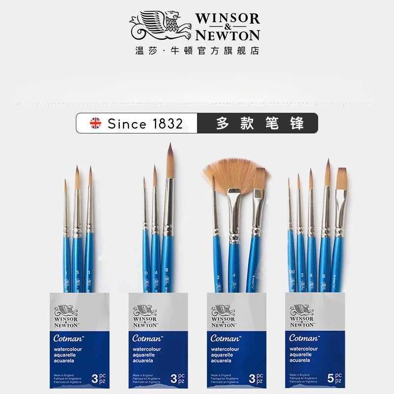 Winsor & Newton Cotman Short Handle Brushes, Set of 3/4/5, Watercolor Gouache Paint Brushes ART Supplies