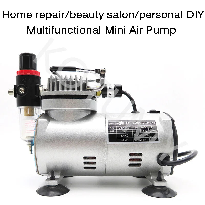 110V/220V Professional Airbrush Compressor Kit | Oil-Free, Quiet, High-Pressure Spray Pump for Tattoos, Manicure, Cake Decorating & More