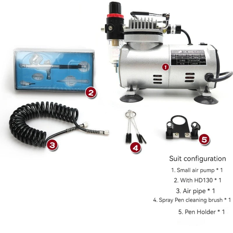 110V/220V Professional Airbrush Compressor Kit | Oil-Free, Quiet, High-Pressure Spray Pump for Tattoos, Manicure, Cake Decorating & More