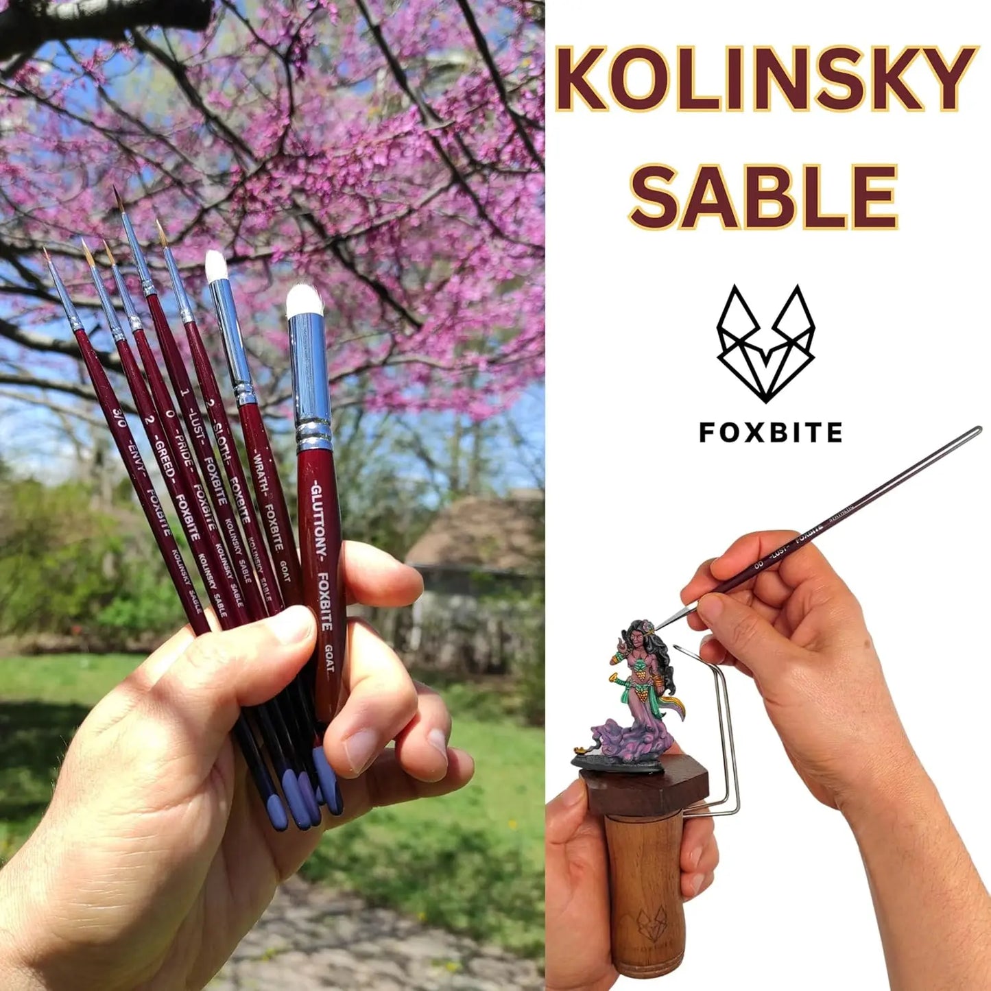 BITE Kolinsky Sable Brush Set | Fine Detail Brushes for Miniature Painting, Modeling & Scale Model Kits