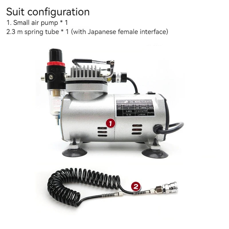 110V/220V Professional Airbrush Compressor Kit | Oil-Free, Quiet, High-Pressure Spray Pump for Tattoos, Manicure, Cake Decorating & More