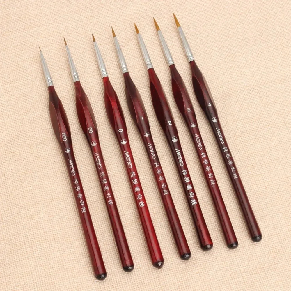 7PCS Professional Sable Hair Paint Brush Set | Fine Detail Brushes for Miniature Painting, Model Painting & Art