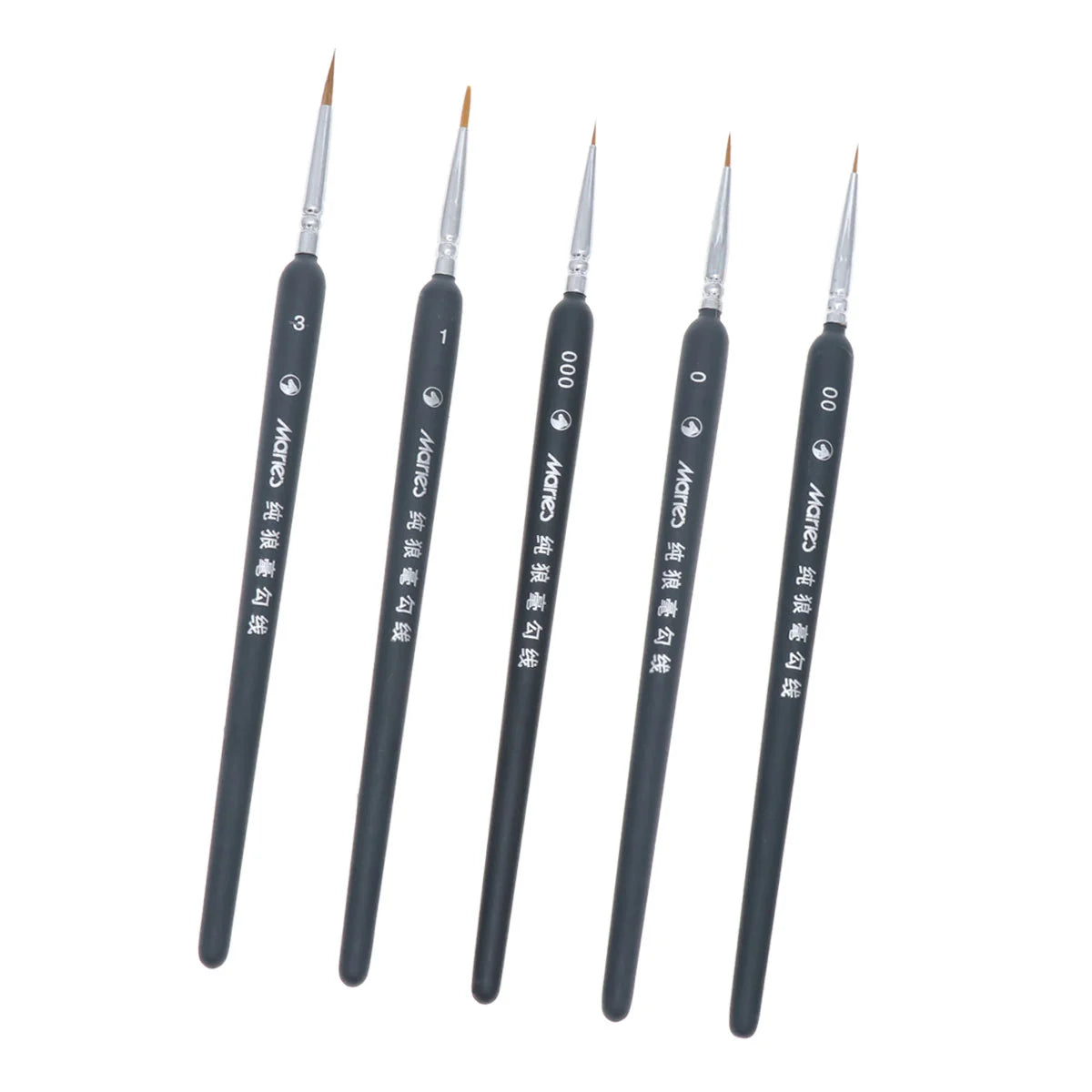 5PCS Fine Tip Detail Brush Set | Miniature Painting Brushes for Acrylics, Models & Wargaming with Bamboo Handles