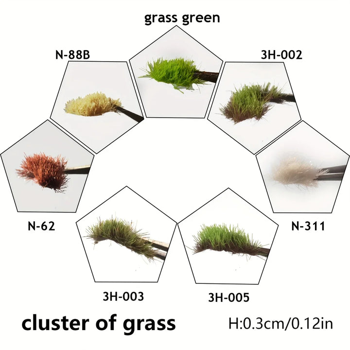 3mm Miniature Static Grass Tufts Cluster for Ho N Diy Model Making/Railway Scene/Wargame Scenery/Sandtable Layout/Diorama/Decor
