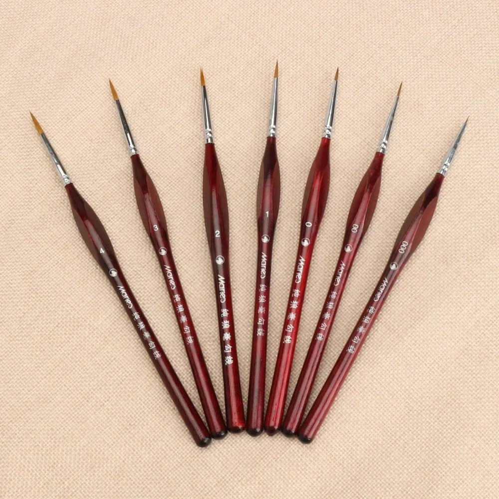 7PCS Professional Sable Hair Paint Brush Set | Fine Detail Brushes for Miniature Painting, Model Painting & Art