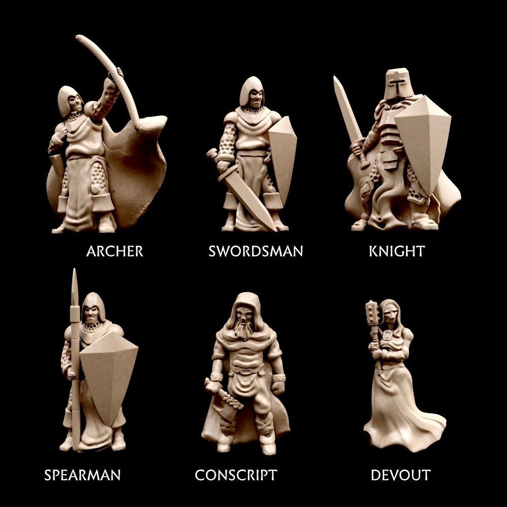 4 x Townsfolke + 1 bonus - Fantasy Medieval and Player Characters - Resin Miniature Blind Box Mystery- D&D - NPC - Hundreds of variants