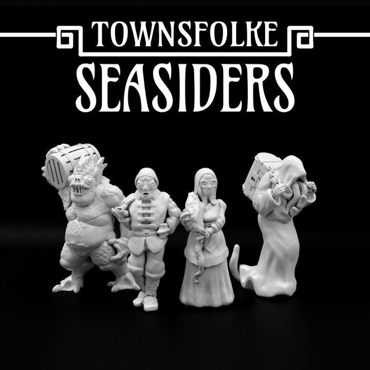 Townsfolke: Seasiders Support-Free Resin NPC - 28mm - Fantasy Miniatures - NPC PCs for RPGs and Wargames - Lovecraft