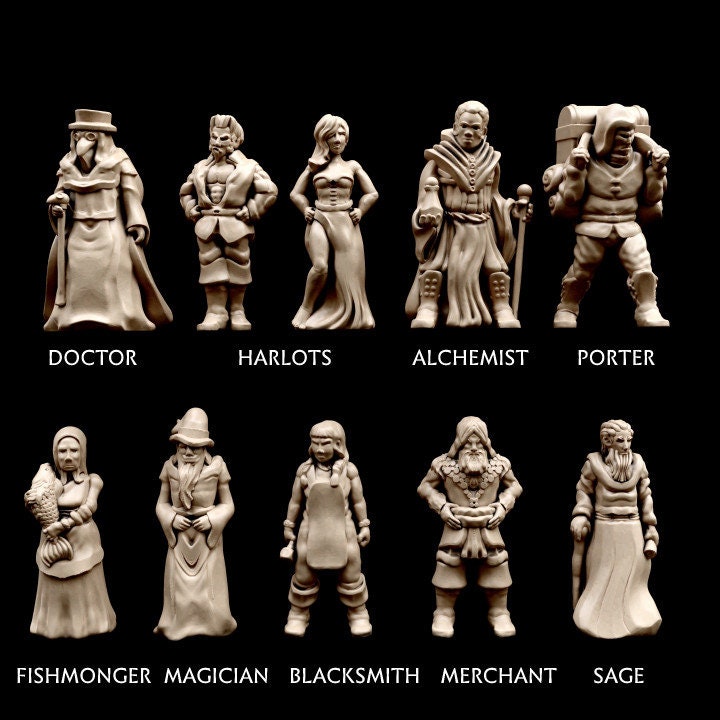 Townsfolke: Entrepreneurs Resin NPC - 28mm - Fantasy Miniatures - NPC PCs for RPGs and Wargames