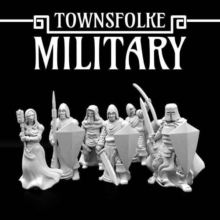 Townsfolke: Military Support-Free Resin NPC - 28mm - Fantasy Miniatures - NPC PCs for RPGs and Wargames - Military