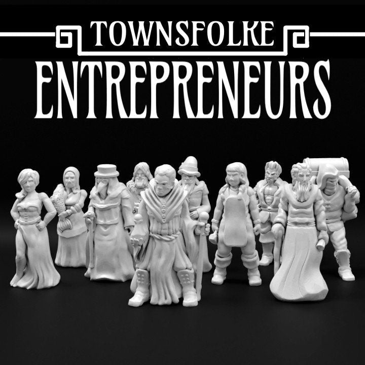 Townsfolke: Entrepreneurs Resin NPC - 28mm - Fantasy Miniatures - NPC PCs for RPGs and Wargames