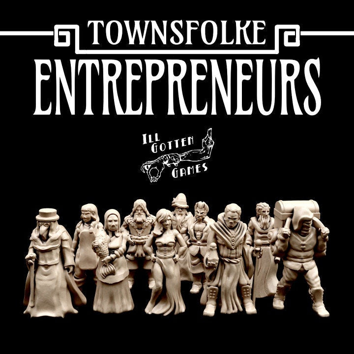 Townsfolke: Entrepreneurs Resin NPC - 28mm - Fantasy Miniatures - NPC PCs for RPGs and Wargames