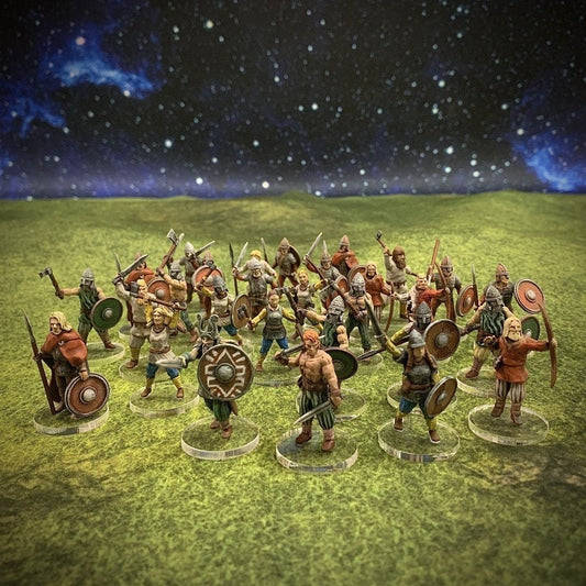 Nine Worlds: Viking War Party - Warband of Vikings unpainted - 3d Printed Miniatures at 30mm - Ill Gotten Games
