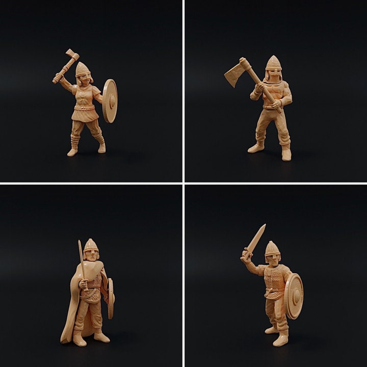 Nine Worlds: Viking War Party - Warband of Vikings unpainted - 3d Printed Miniatures at 30mm - Ill Gotten Games