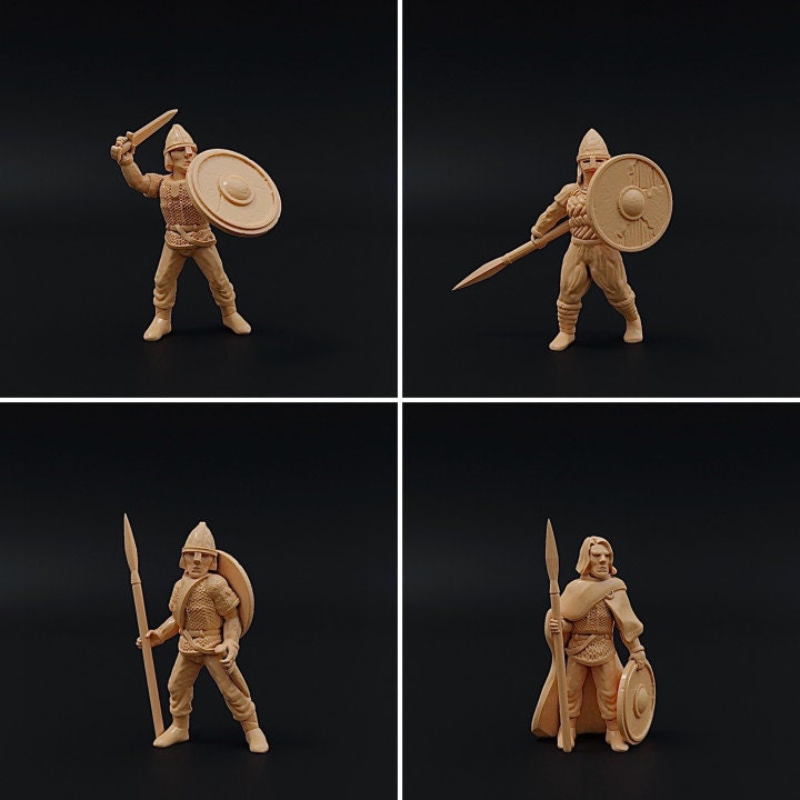 Nine Worlds: Viking War Party - Warband of Vikings unpainted - 3d Printed Miniatures at 30mm - Ill Gotten Games