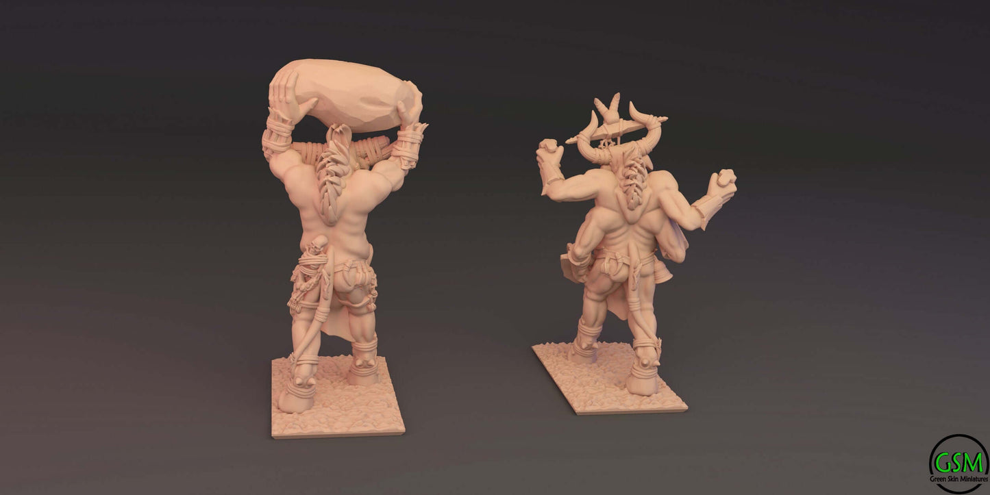 Beastmen 10mm Resin Wargaming Miniatures - Gorgant\Cycgor - Set of 2 - For tabletop and war games